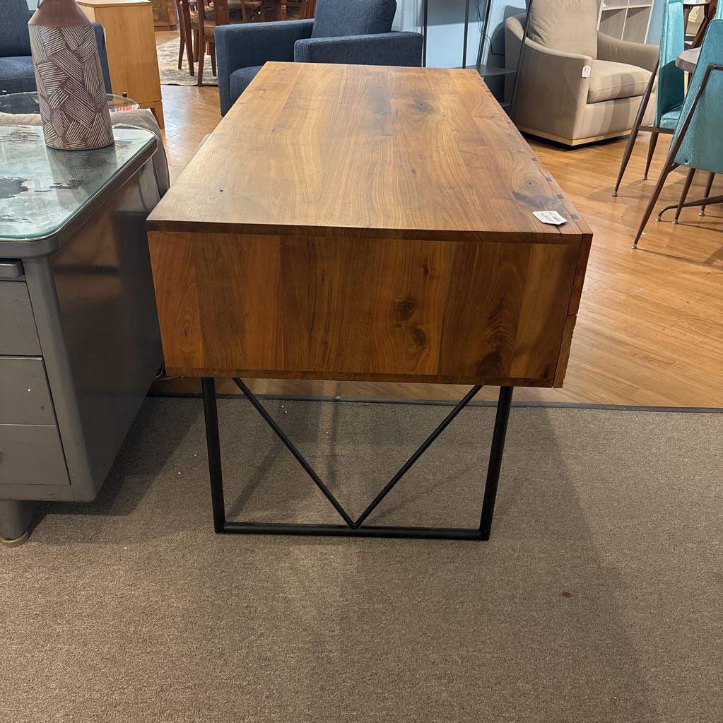 Crate & Barrel Rustic Finished Back Desk w/ Shelf