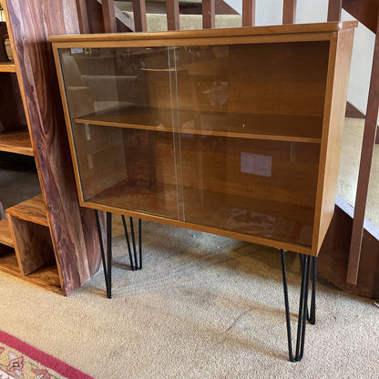 Hairpin Leg 2 Tier Glass Door Cabinet