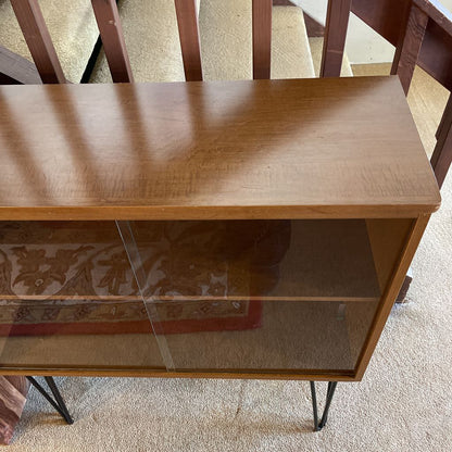 Hairpin Leg 2 Tier Glass Door Cabinet