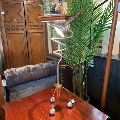 Vintage Roche Bobois Silver and Copper Twist Art Table Lamp