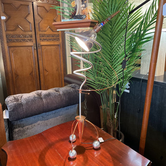 Vintage Roche Bobois Silver and Copper Twist Art Table Lamp