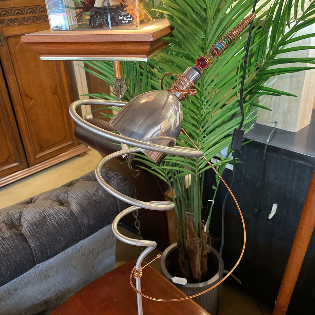 Vintage Roche Bobois Silver and Copper Twist Art Table Lamp
