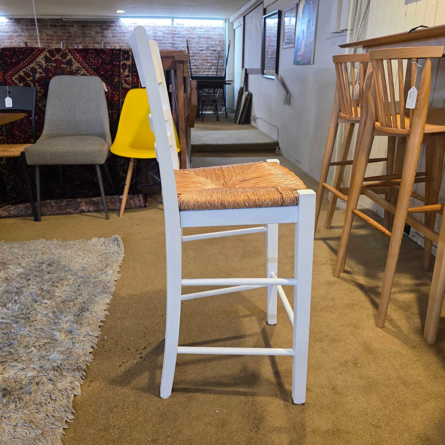Pottery Barn Ladder Back Woven Seat Stool