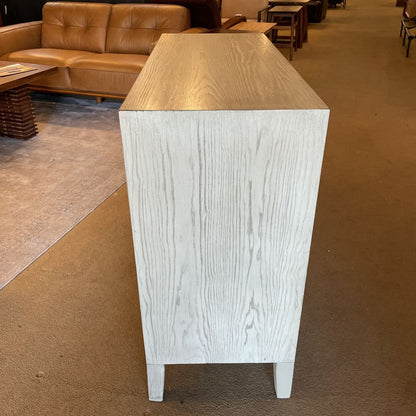 3 Drawer White Wash Chest of Drawers w Circular Pulls