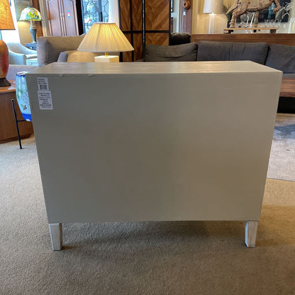 3 Drawer White Wash Chest of Drawers w Circular Pulls