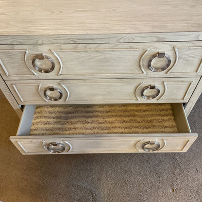 3 Drawer White Wash Chest of Drawers w Circular Pulls