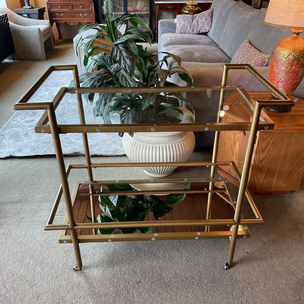 RH Brass Finish Bar Cart