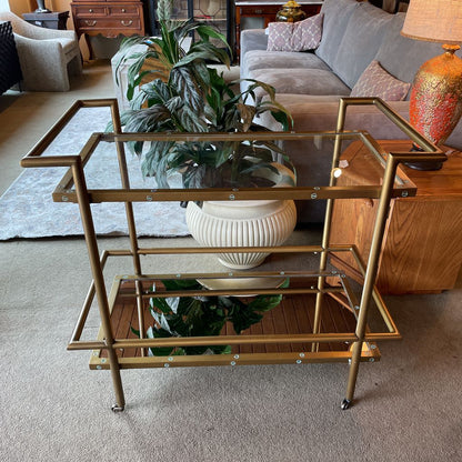 RH Brass Finish Bar Cart