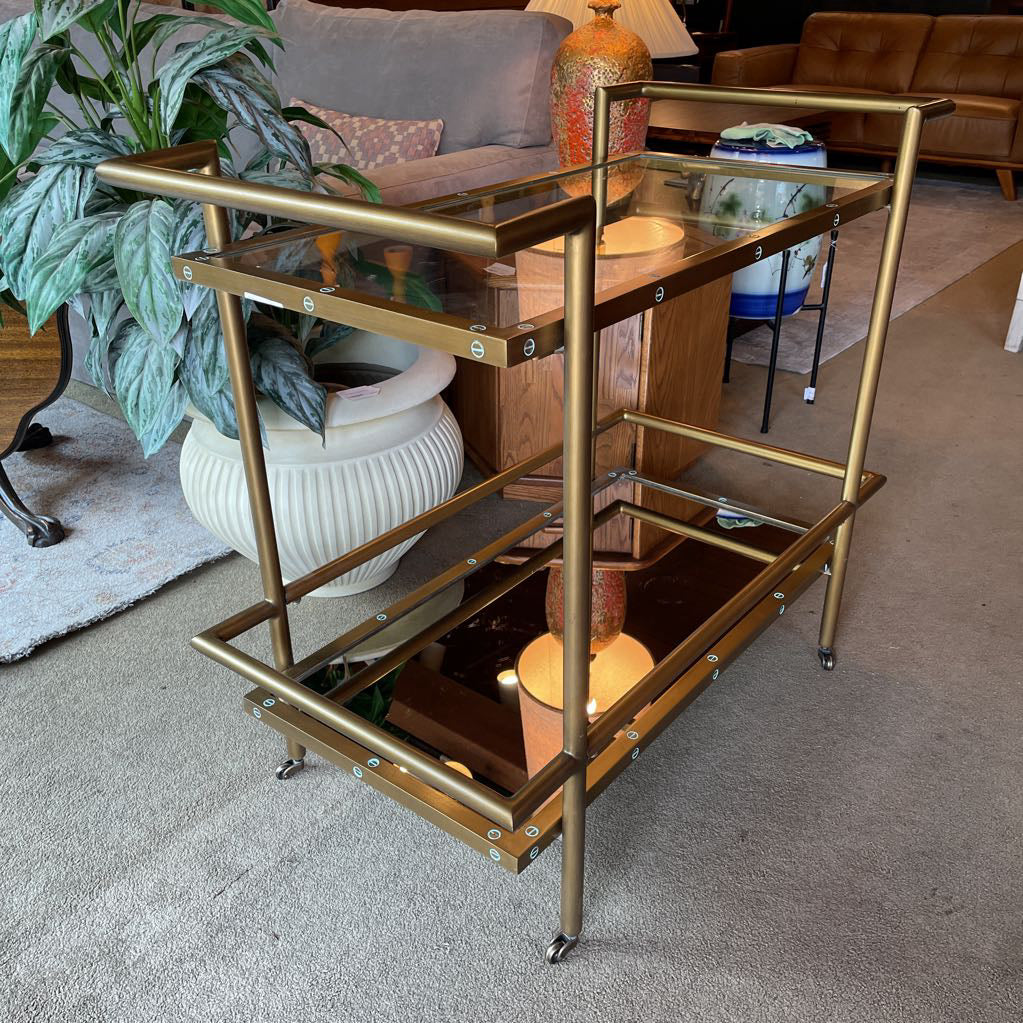 RH Brass Finish Bar Cart
