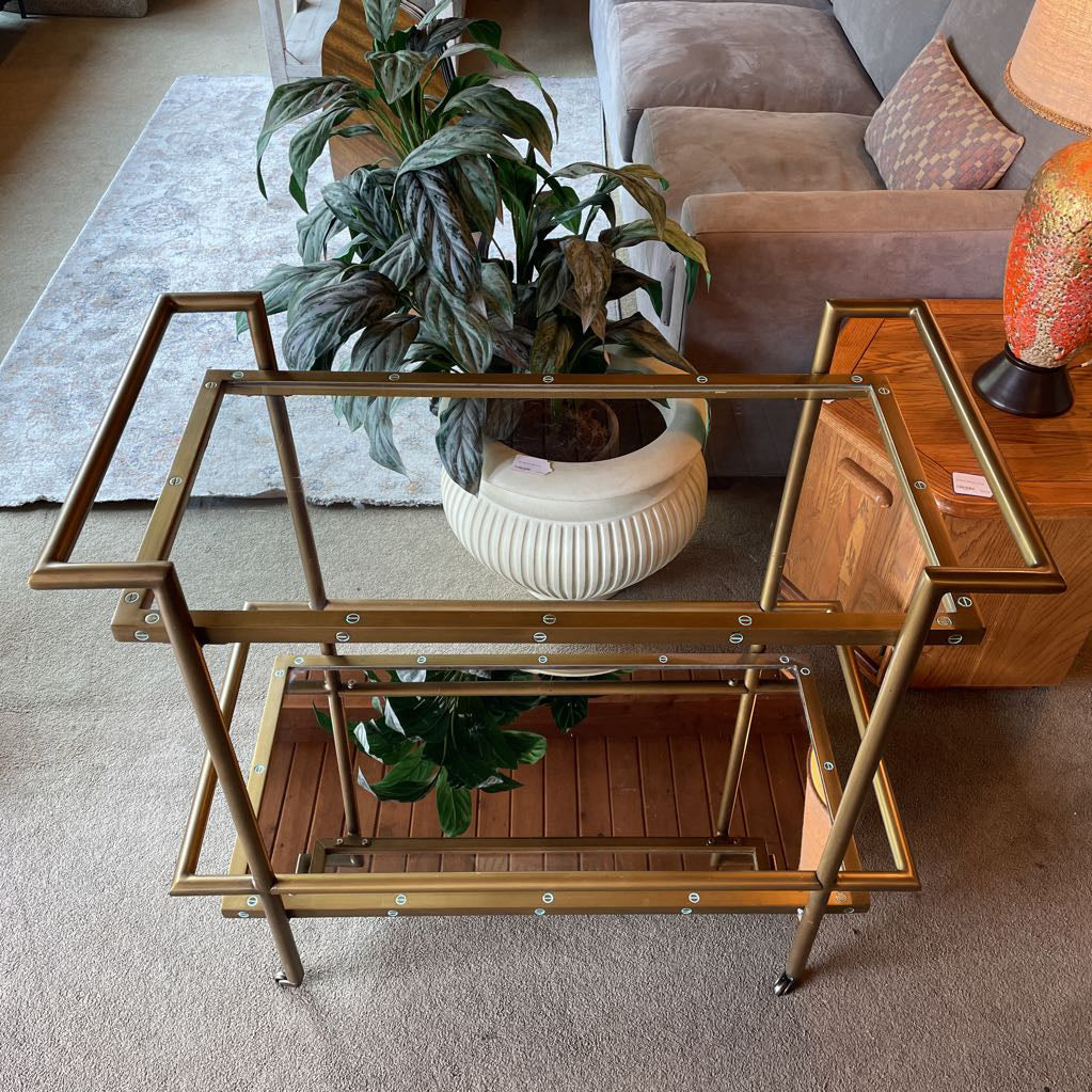 RH Brass Finish Bar Cart
