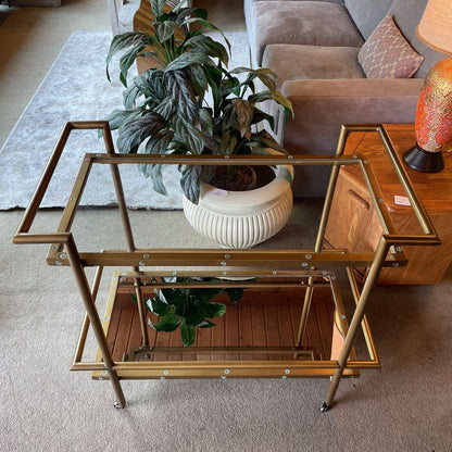 RH Brass Finish Bar Cart