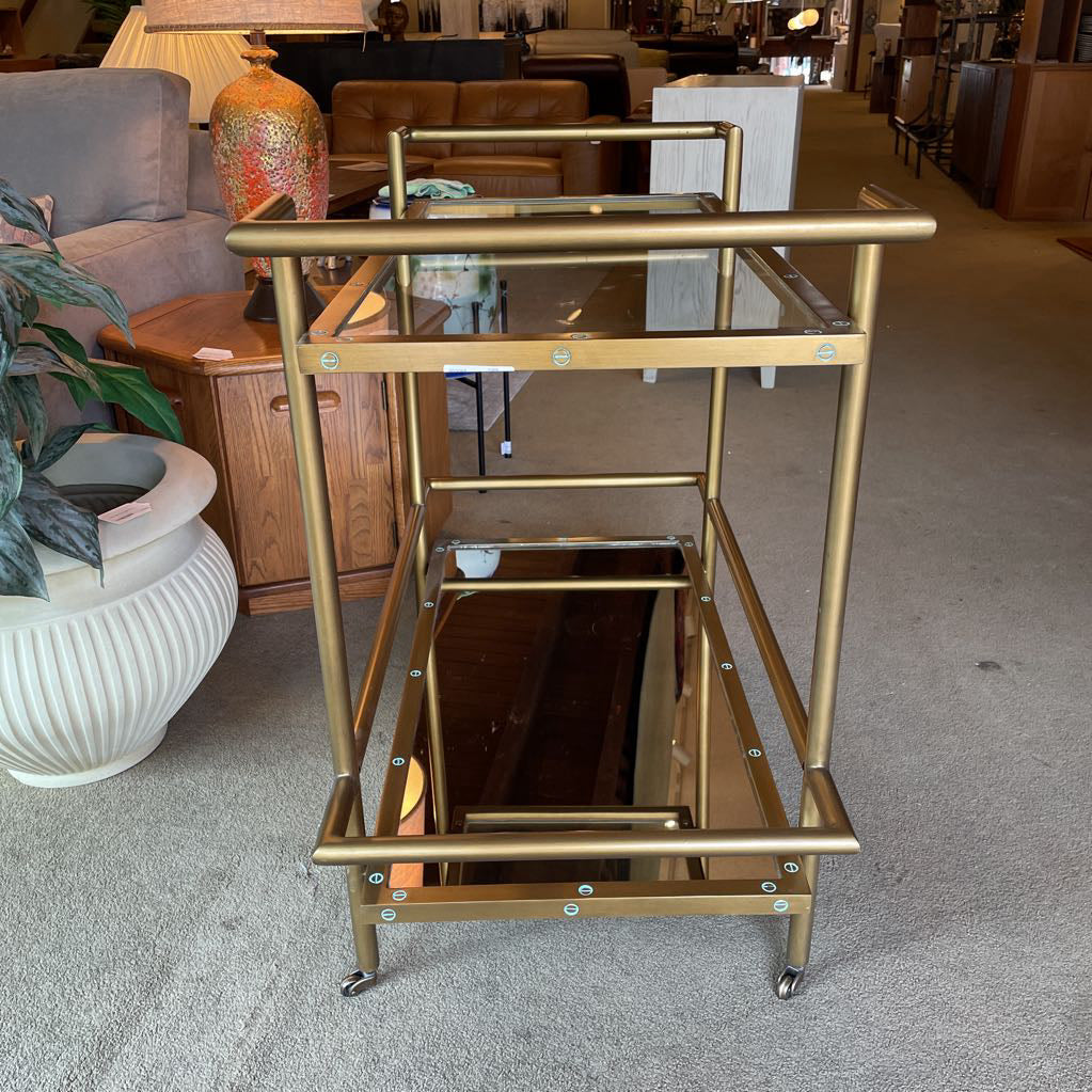 RH Brass Finish Bar Cart