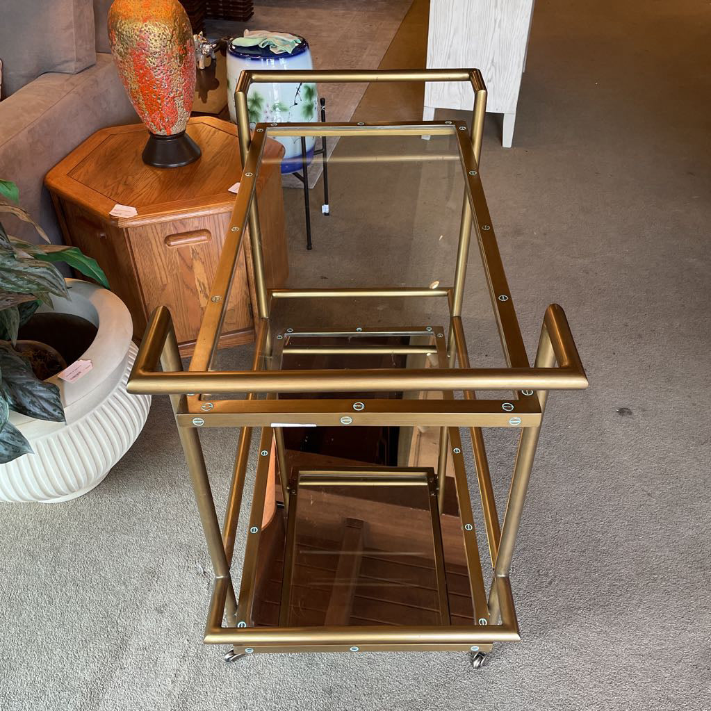 RH Brass Finish Bar Cart