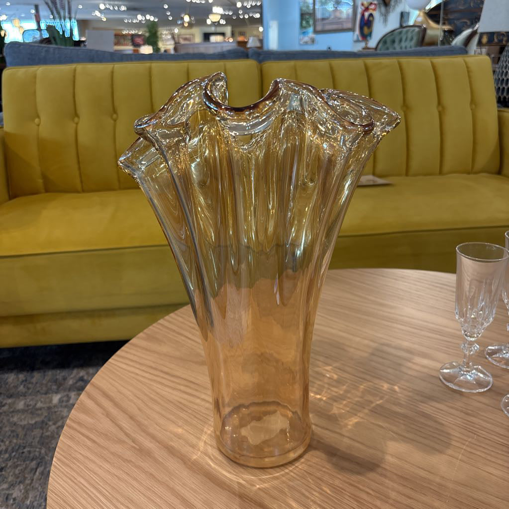 MCM Murano Style Amber Vase