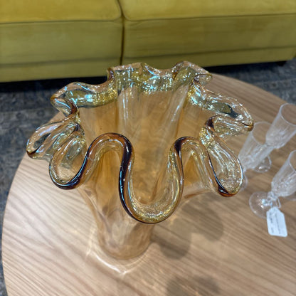 MCM Murano Style Amber Vase