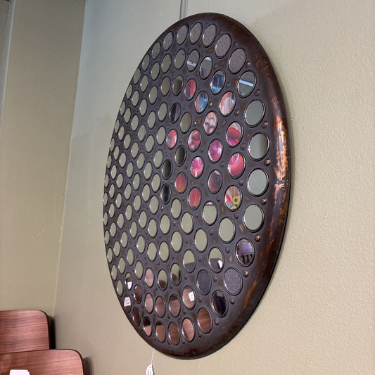 Round Distressed Bronze Kaleidoscope Mirror C MIRRORS