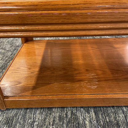 Oak Rectangular Coffee Table w/ Smoked Glass Inlay