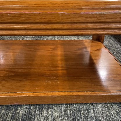 Oak Rectangular Coffee Table w/ Smoked Glass Inlay