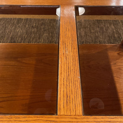 Oak Rectangular Coffee Table w/ Smoked Glass Inlay
