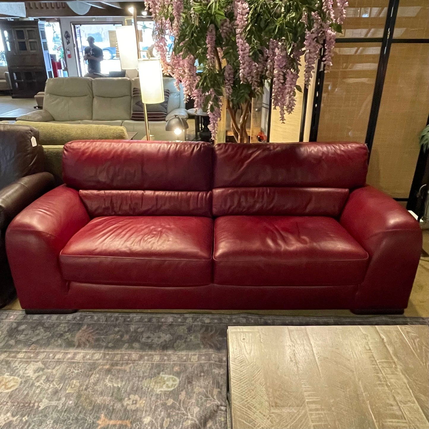 Natuzzi Red Leather Sofa - as is