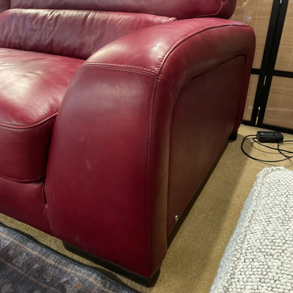 Natuzzi Red Leather Sofa - as is