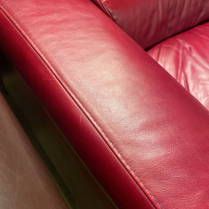 Natuzzi Red Leather Sofa - as is