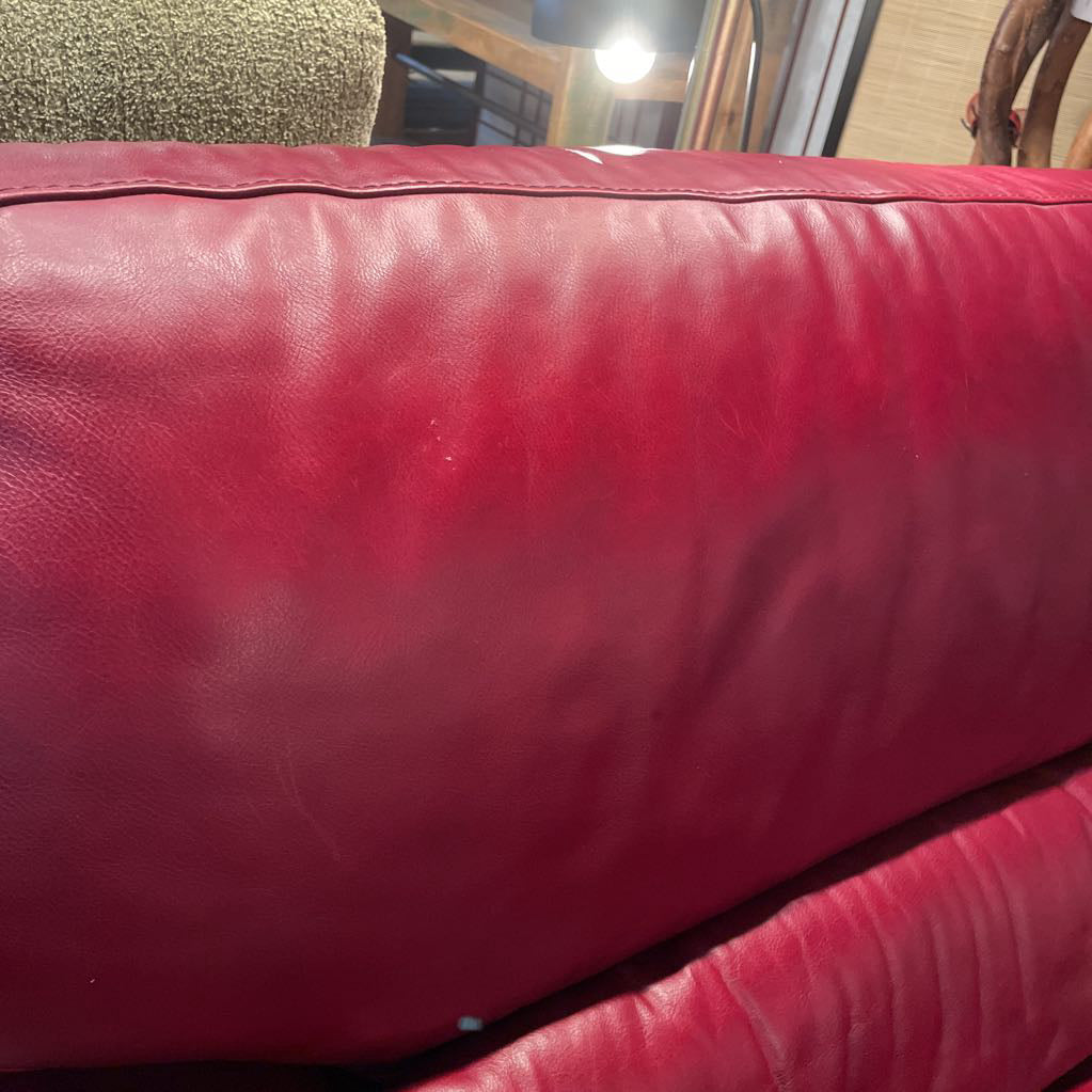Natuzzi Red Leather Sofa - as is