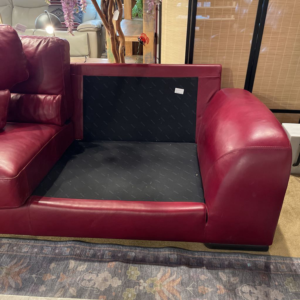 Natuzzi Red Leather Sofa - as is