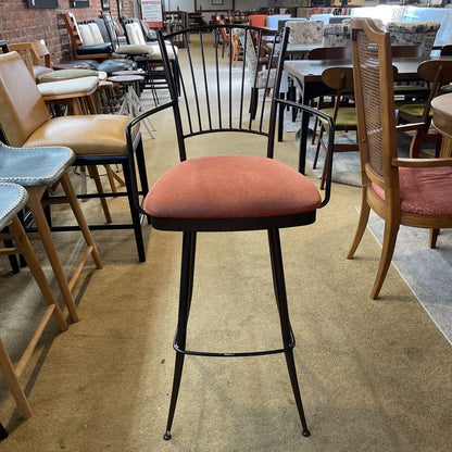 Brick Color Seat Metal Frame Swivel Barstool C STOOLS