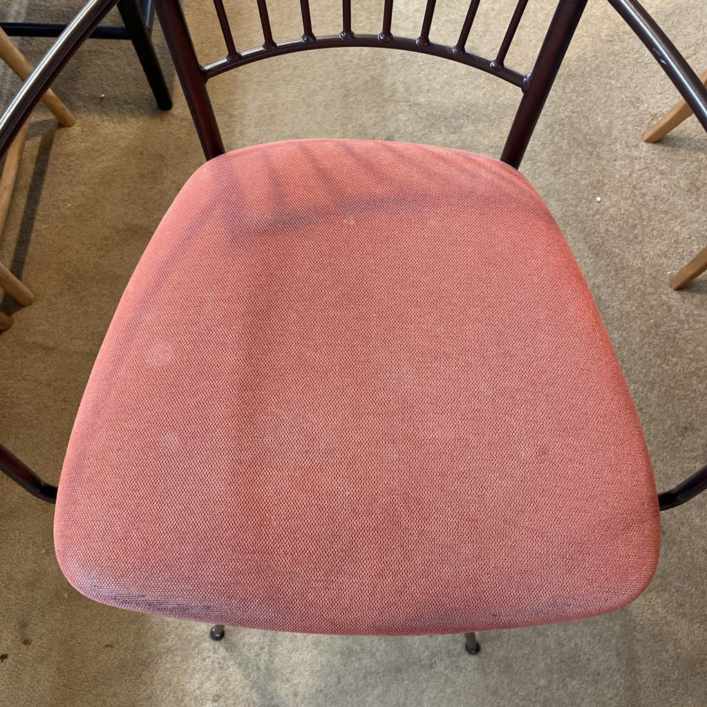 Brick Color Seat Metal Frame Swivel Barstool C STOOLS