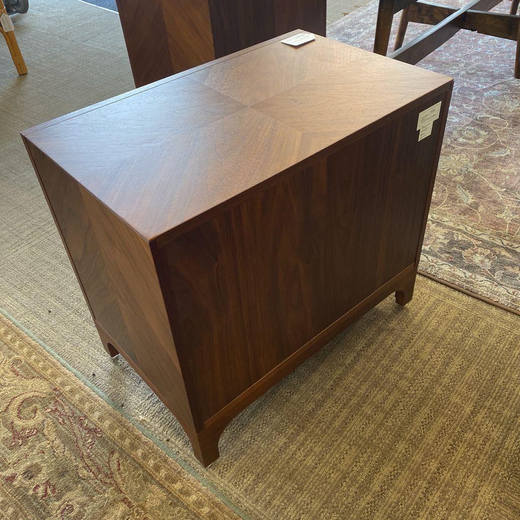 CB2 Brass Handled Blue Drawers Nightstand