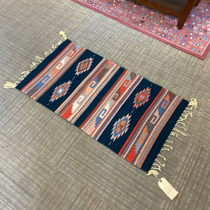 Oaxaca Green & Red Wool Yarns Rug