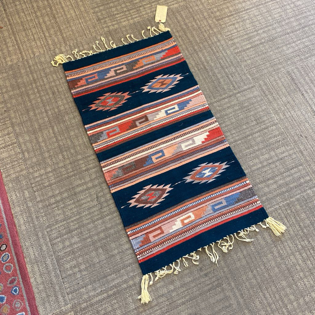 Oaxaca Green & Red Wool Yarns Rug