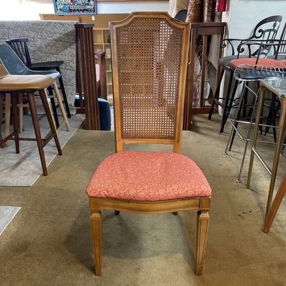 Thomasville Rattan Back Orange Seat Dining Chairs SET of 6