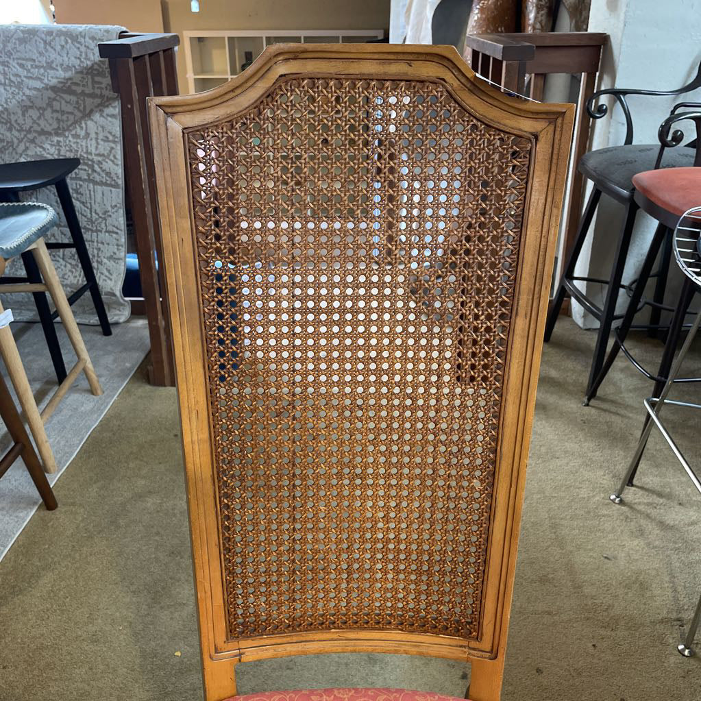 Thomasville Rattan Back Orange Seat Dining Chairs SET of 6
