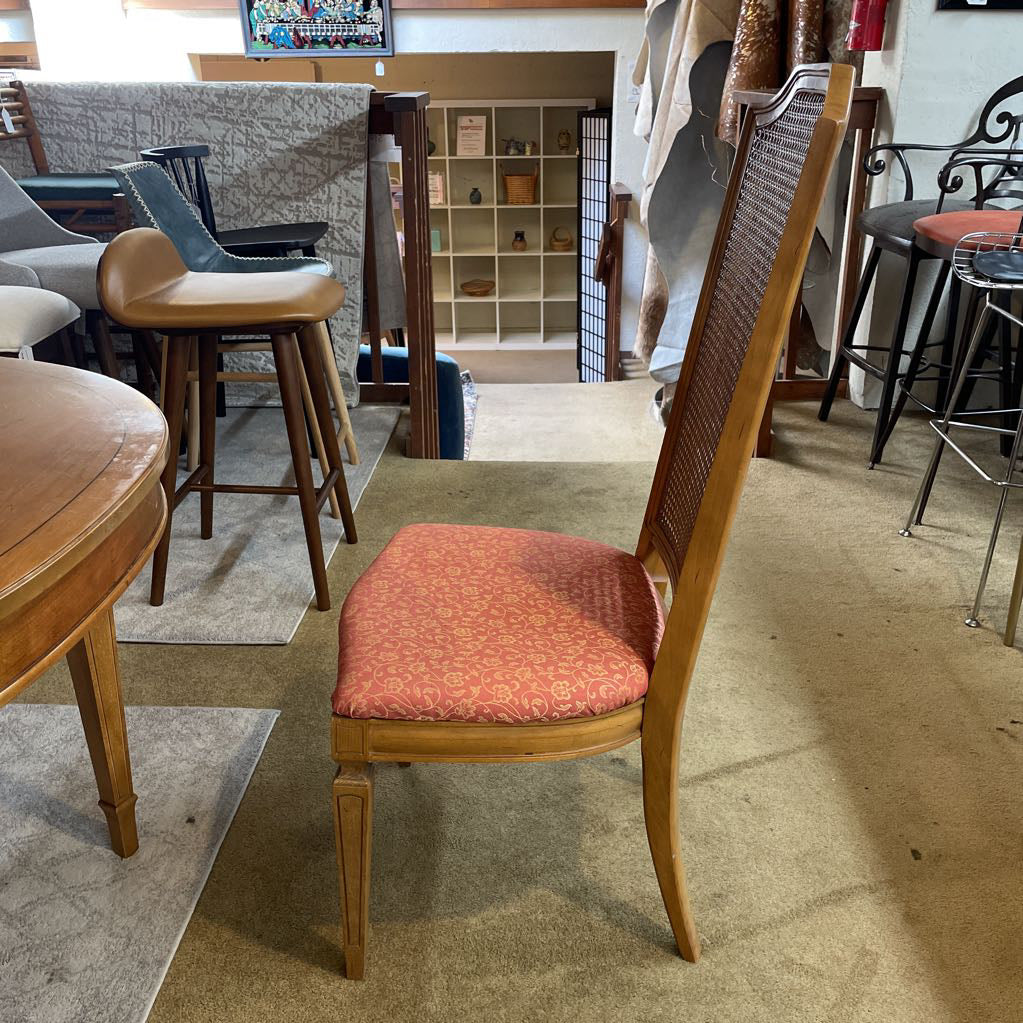 Thomasville Rattan Back Orange Seat Dining Chairs SET of 6