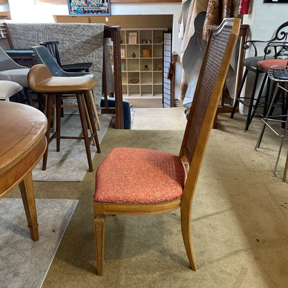 Thomasville Rattan Back Orange Seat Dining Chairs SET of 6