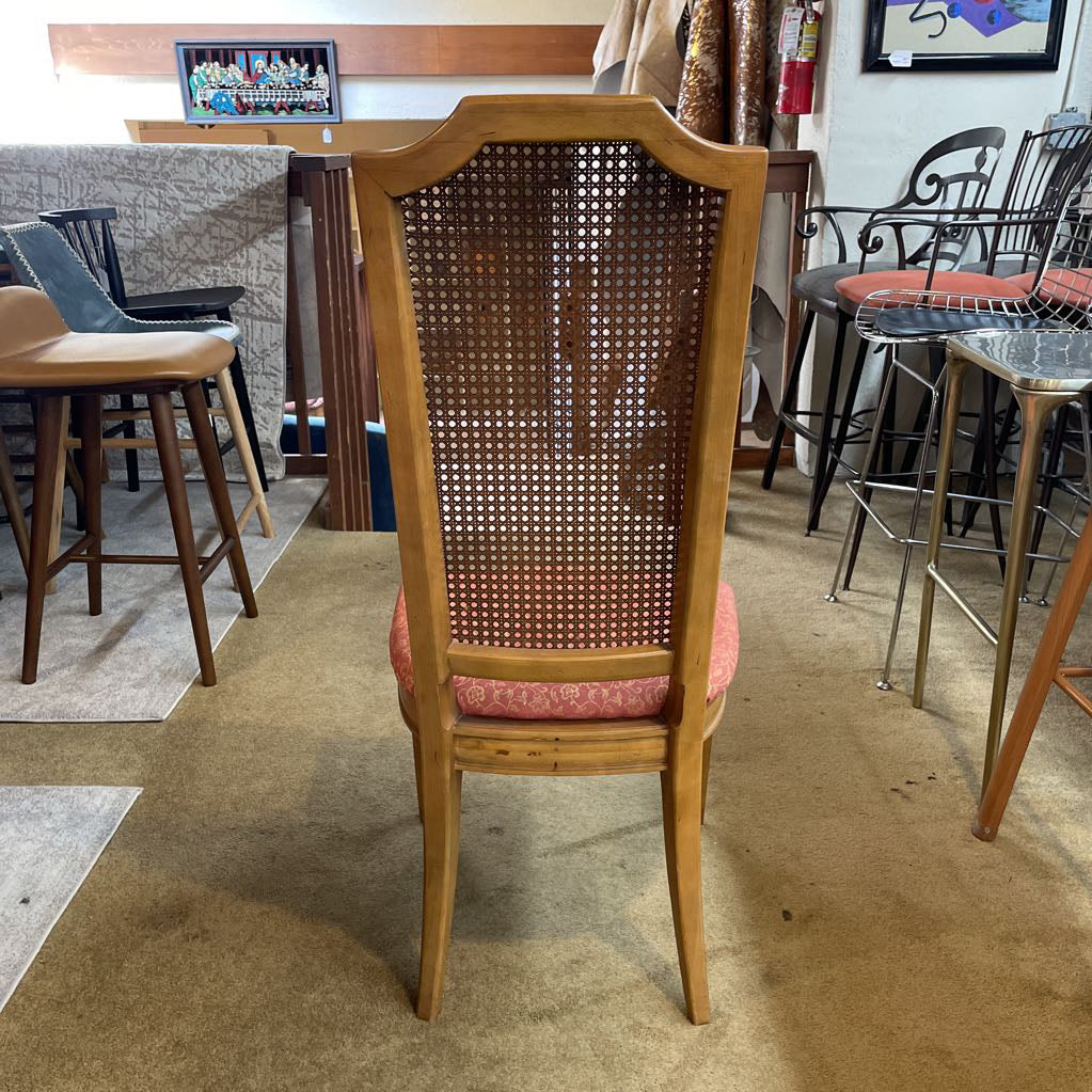 Thomasville Rattan Back Orange Seat Dining Chairs SET of 6