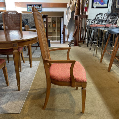 Thomasville Rattan Back Orange Seat Dining Chairs SET of 6