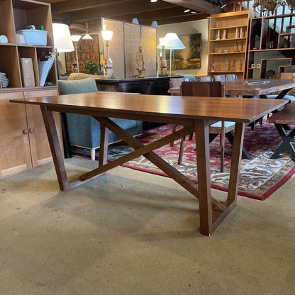 MCM Style Wood Wood Dining Table with X Base