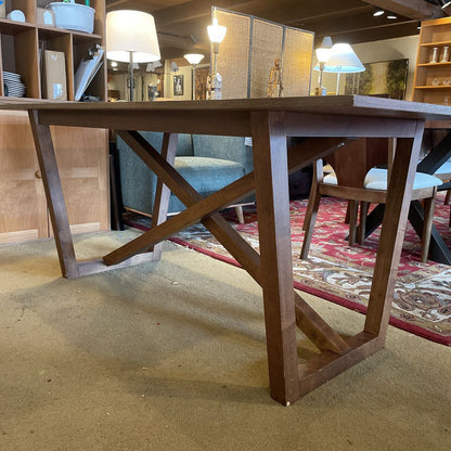 MCM Style Wood Wood Dining Table with X Base