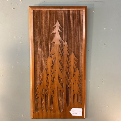 Vintage Pine Tree Carved Wood Art ART