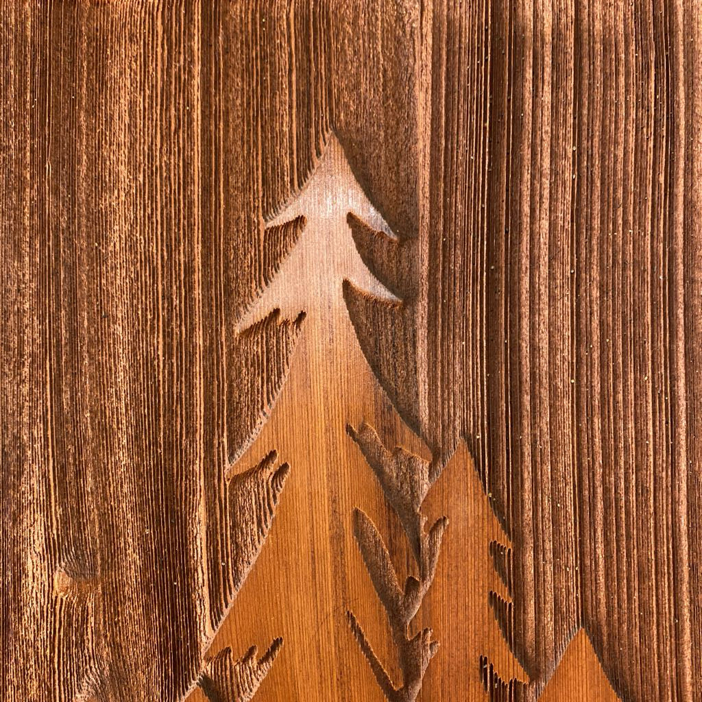Vintage Pine Tree Carved Wood Art ART
