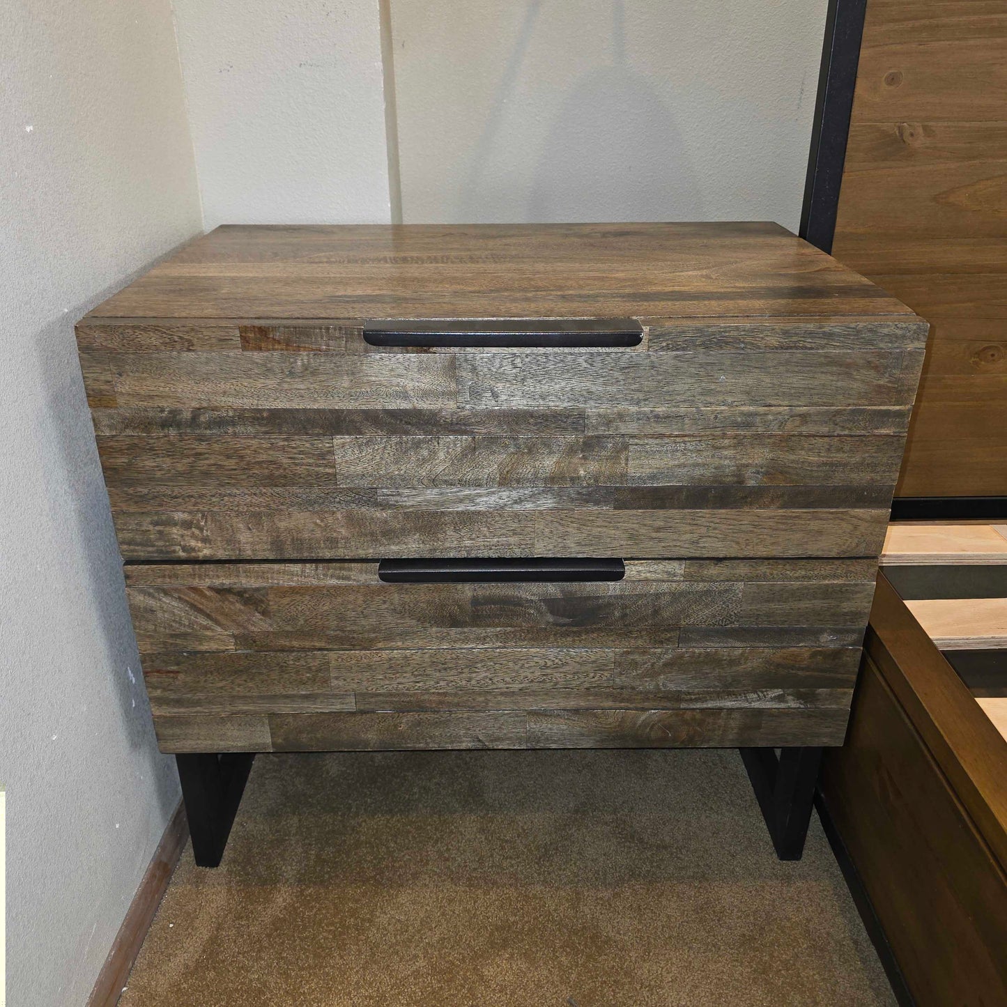Pier 1 Grey Wood 2 Drawer Nightstand