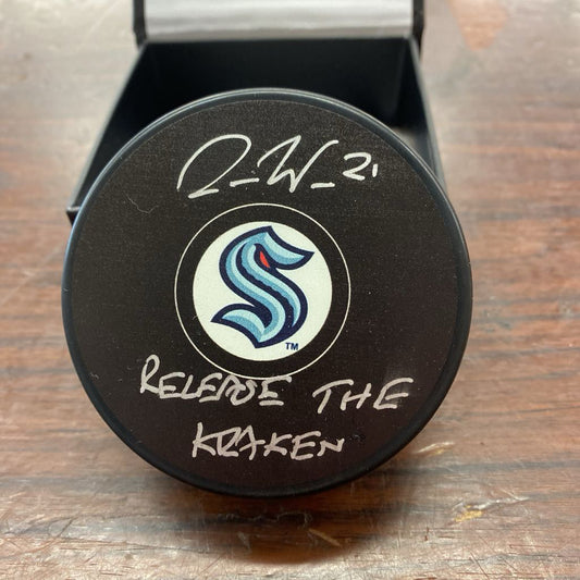 ALEX WENNBERG Signed KRAKEN Hockey Puck UNIQUE FINDS