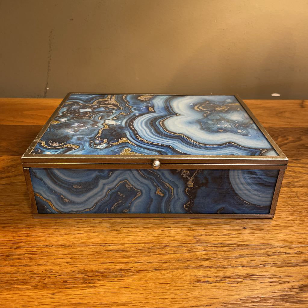 Blue Mineral Swirl Trinket Box SMALLS