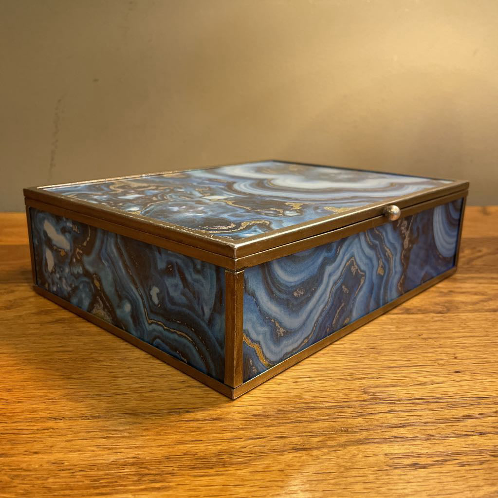 Blue Mineral Swirl Trinket Box SMALLS