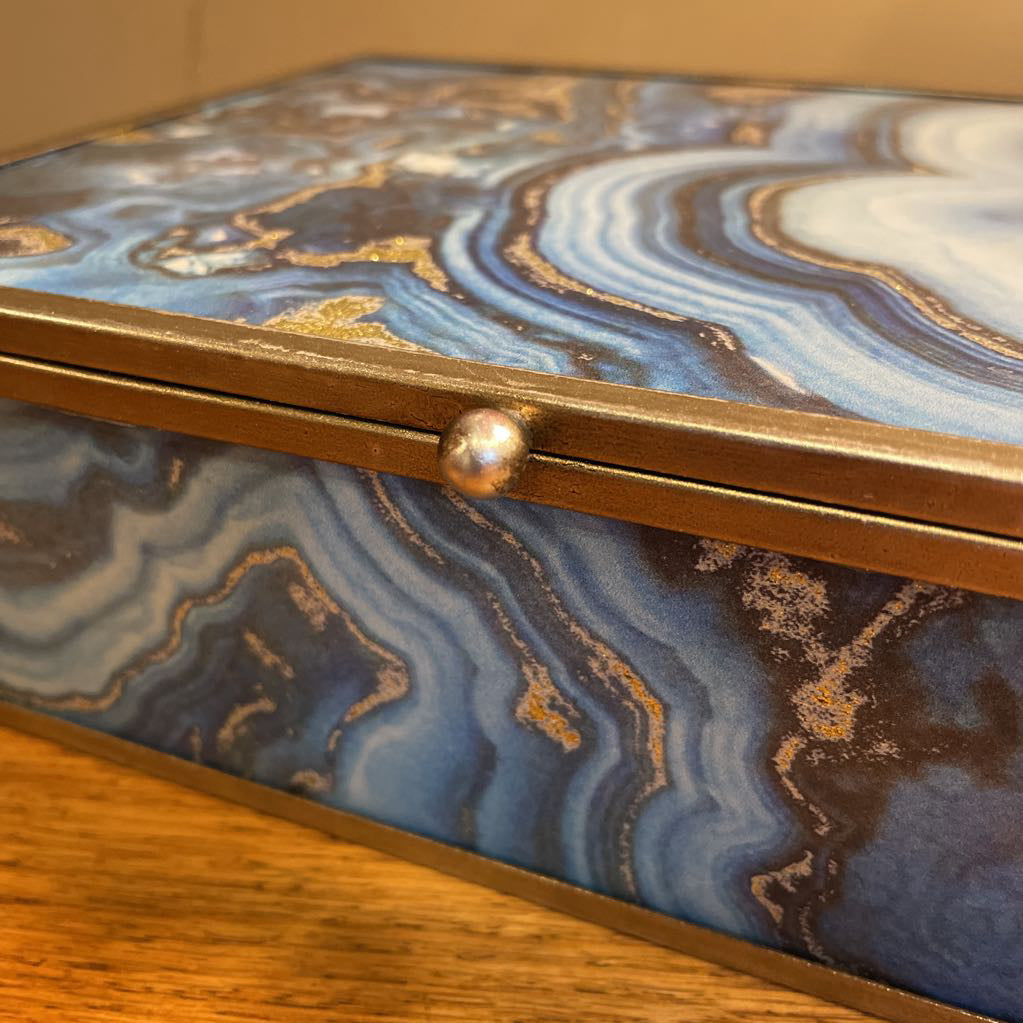 Blue Mineral Swirl Trinket Box SMALLS