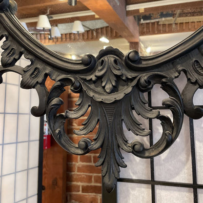 Oval Mirror with Fancy Black Gothic Frame