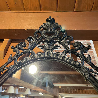 Oval Mirror with Fancy Black Gothic Frame